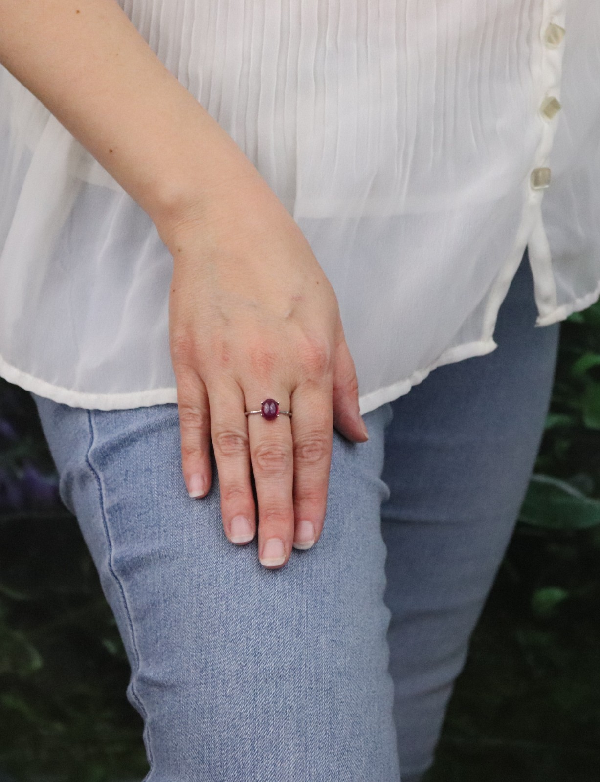 Sterling Silver Lab Created Star Ruby Sapphire Ring Size 7 Adjustable