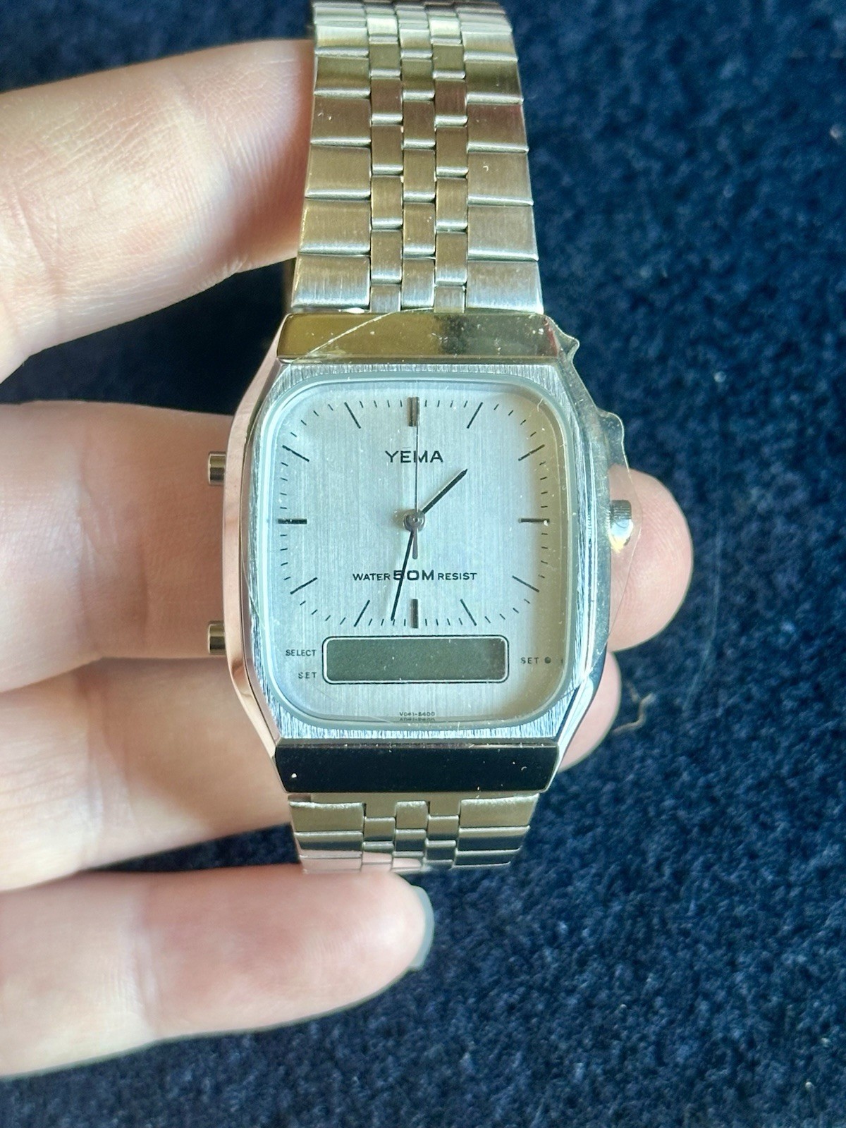 Vintage BRAND NEW with Box Yema Stainless Steel Watch 50M Water Resistant