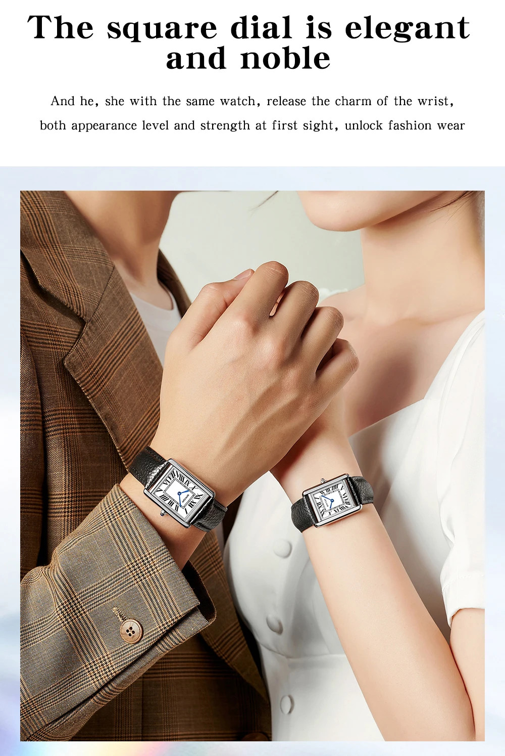 Fashion Roman Time scale 1108 Rectangular Couple Frank Watch Silver Luxur