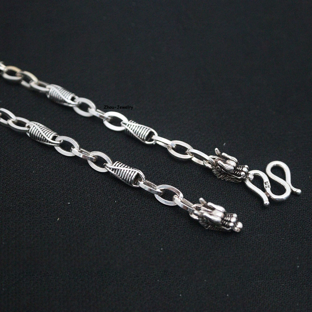 Pure S999 Fine Silver 999 Chain 4mm Cable Link Dragon Chain 29-30g 19.6inch