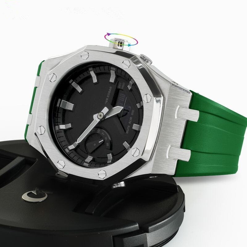 For G-Shock GA2100 GA2110 CasiOak Mod Kit 5th Gen Steel Bezel Case Rubber Strap