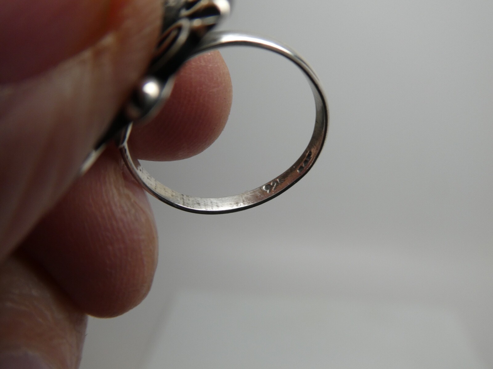 Green Evil EYE Sterling Silver 925 Taxco Mexico RING Adjustable Size 7 to 9