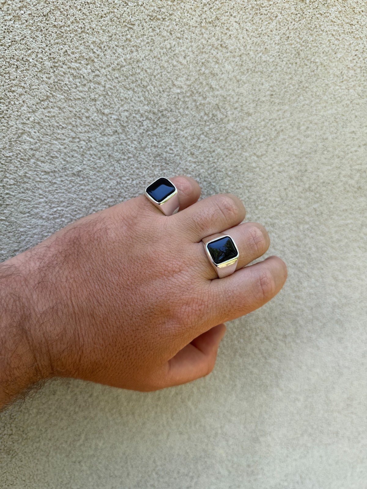 Handmade Men’s Black Onyx Ring in Real 925 Sterling Silver Natural Gem Stone