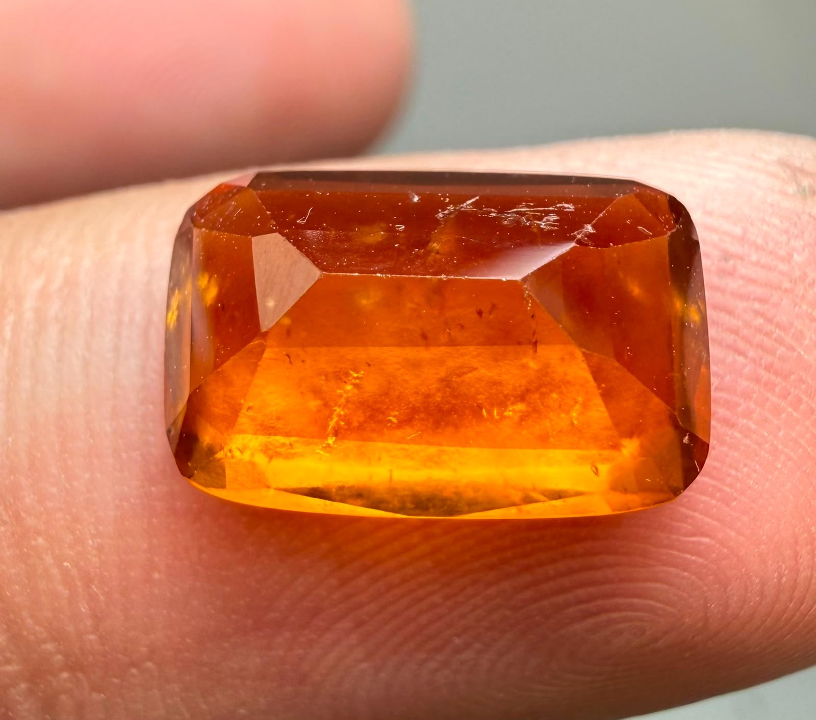 12.45 ct top quality natural orange color hessonite garnet loose gemstone