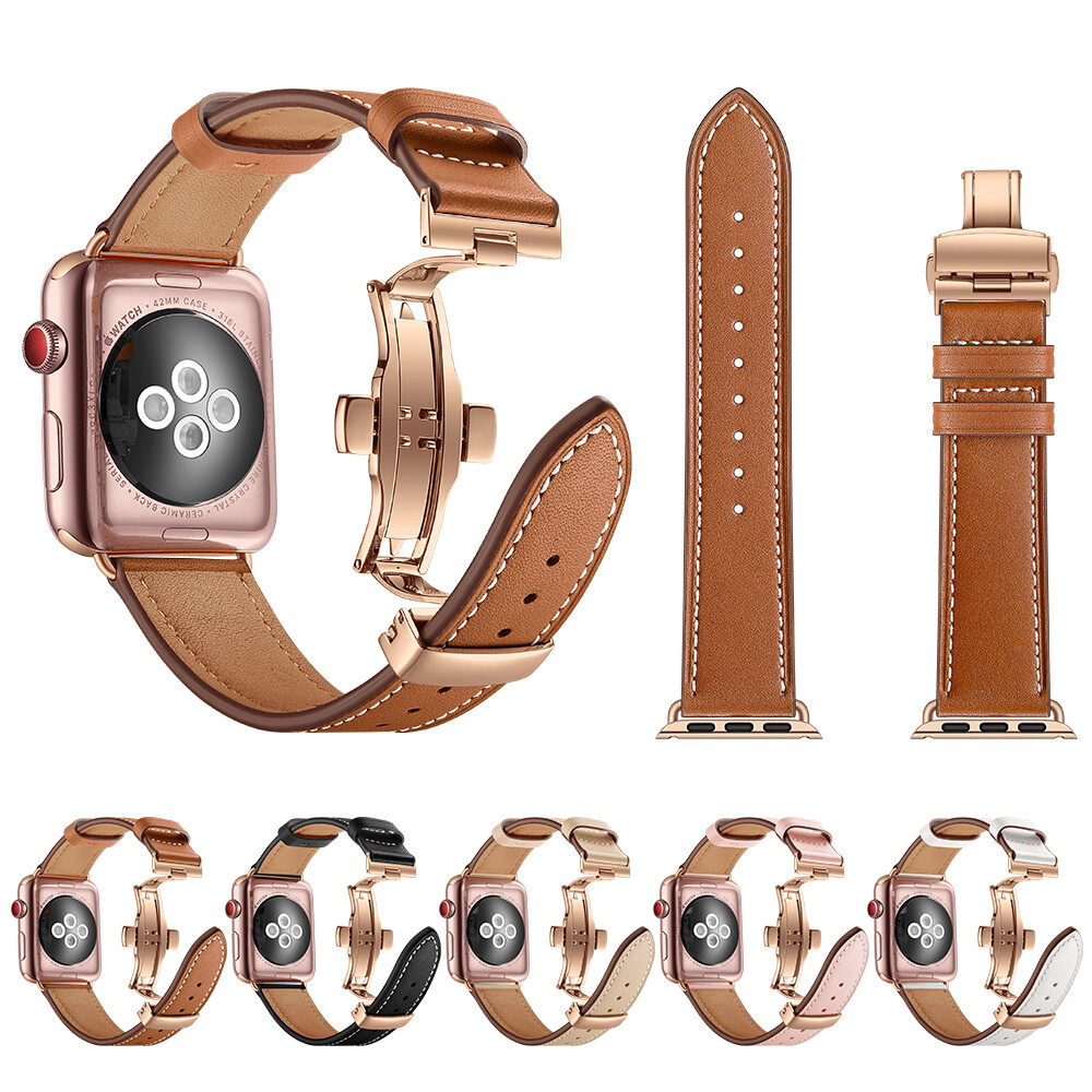 Genuine Leather Band Strap for Apple Watch 10 9 8 7 6 5 4 SE 41/42/44/45/46/49mm