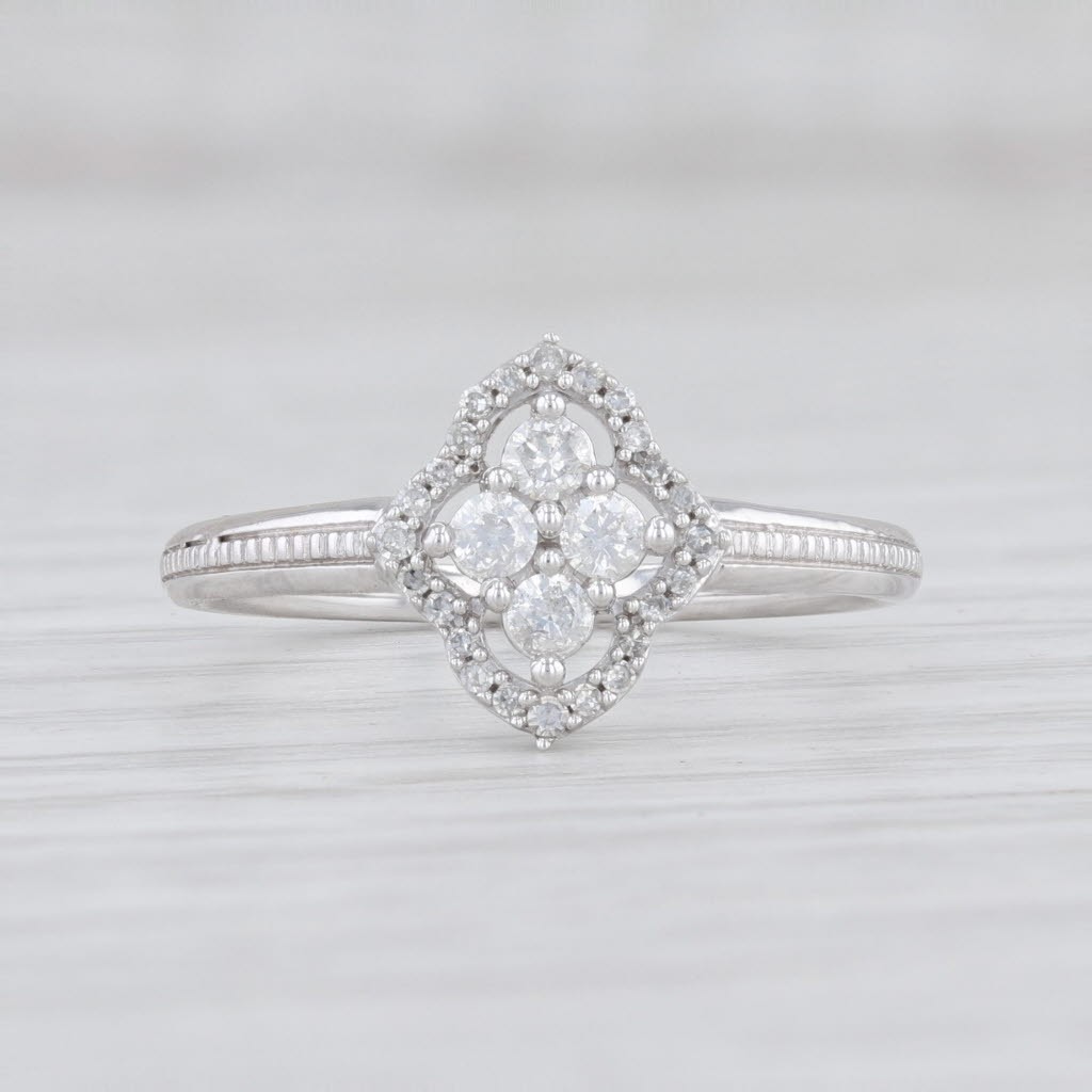 New 0.23ctw Diamond Halo Ring 10k White Gold Size 7 Cluster