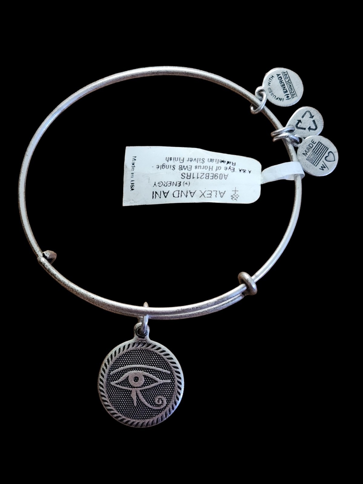 NWT Alex And Ani Eye Of Horus Rafaelian Silver Expandable Bangle Bracelet