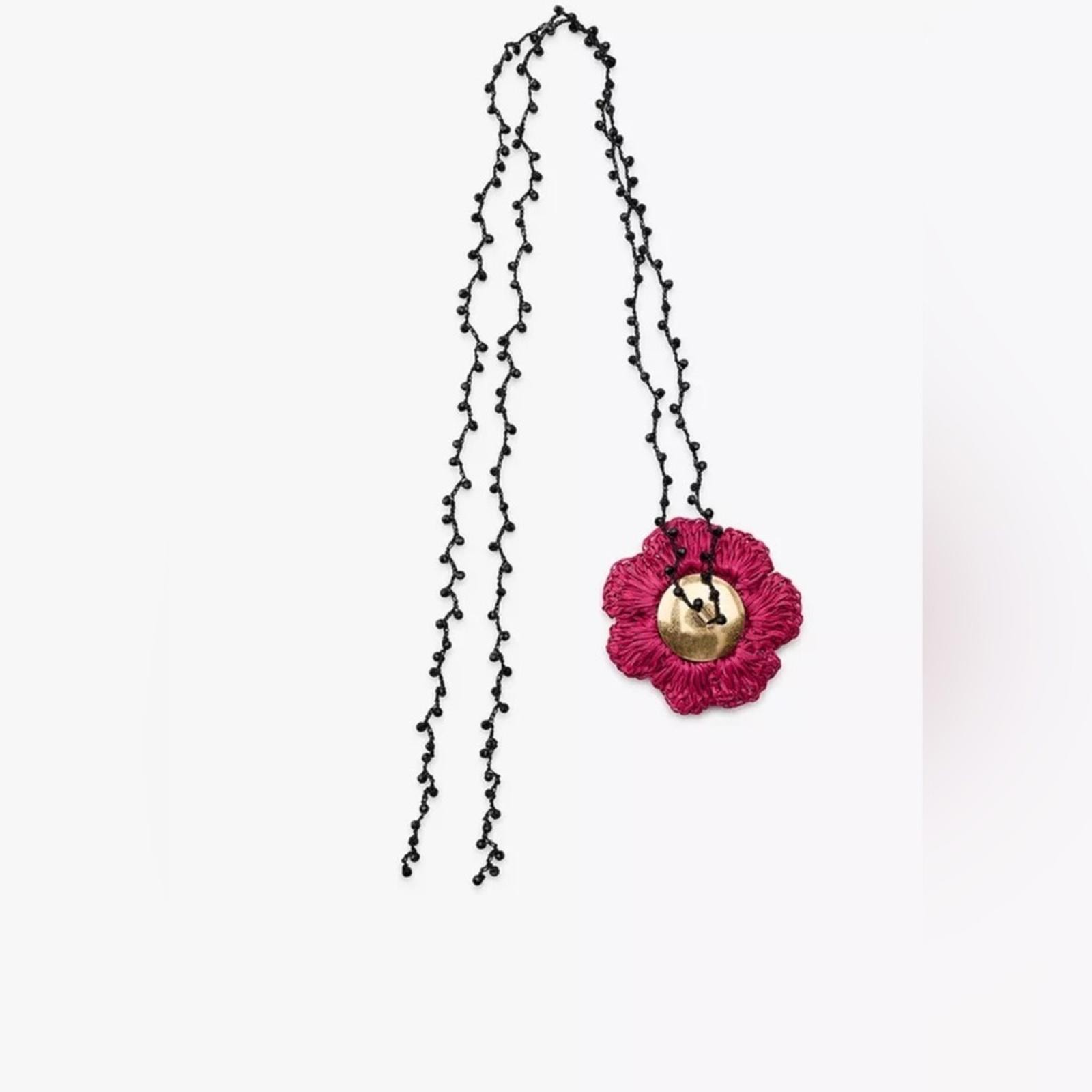 Zara RAFFIA FLOWER NECKLACE