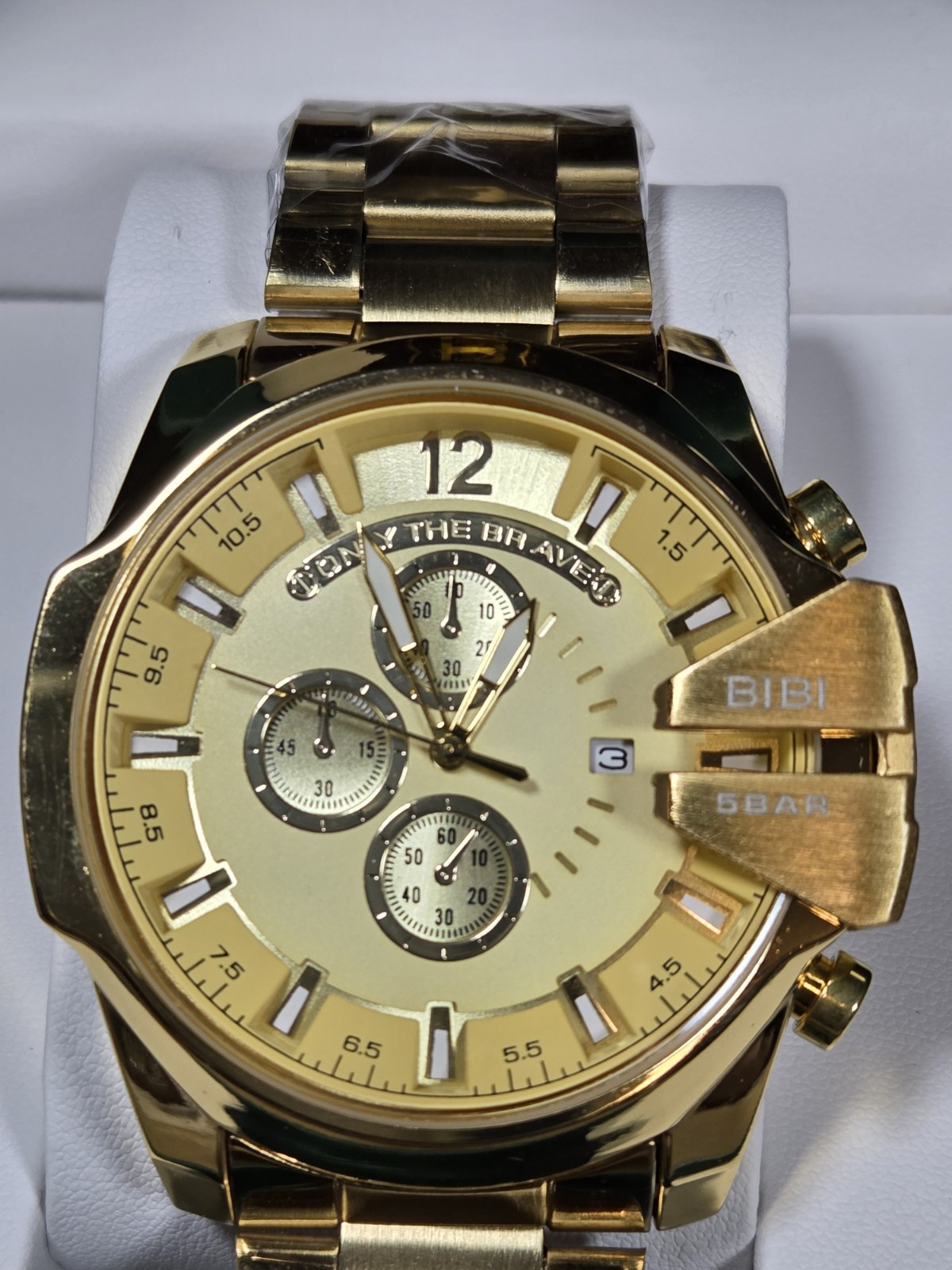 BIBI Luxury Watch B0196 Gold Dial, Gold Case, Gold Bracelet, Chronograph Date