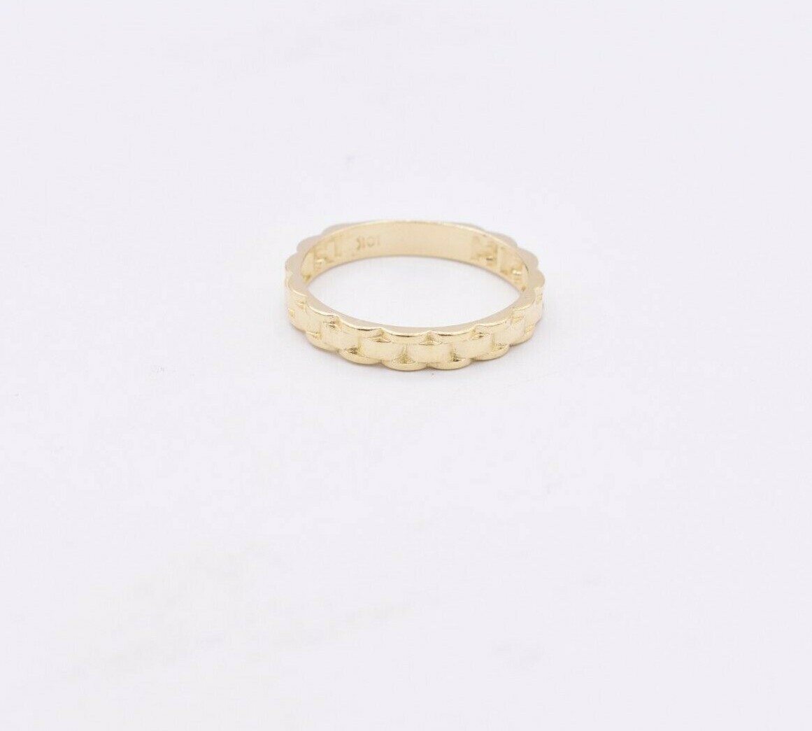 Men’s 3.7mm Railroad Rlx Band Ring Real 10K Yellow Gold Size 10.5