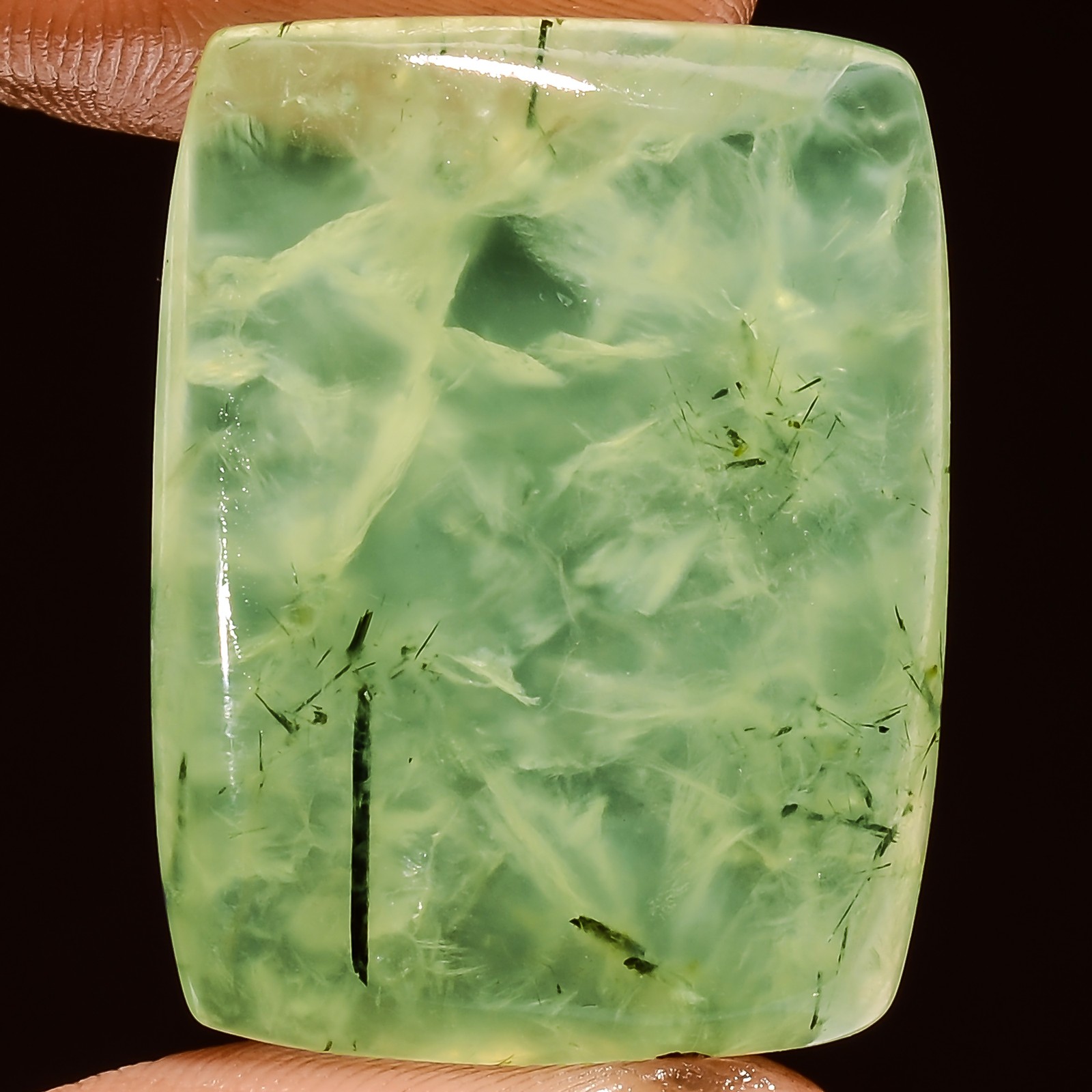 Natural Prehnite Radiant Shape Cabochon Loose Gemstone 50.5 Ct 29X22X5mm GC34783