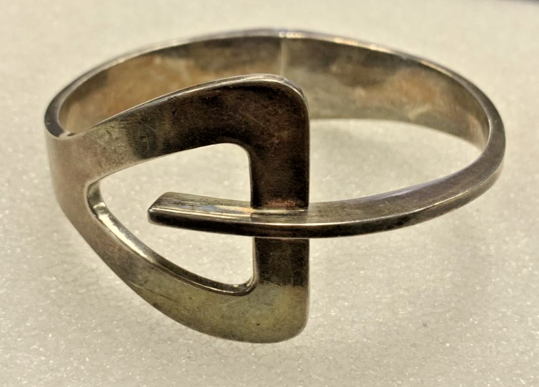 Escorcia Mexico Sterling Silver Modernist Hinged Cuff Bracelet Signed – 138B