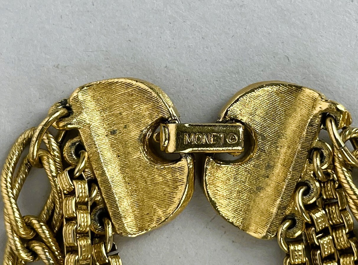 Vintage 1970’s Vintage Monet Gold Tone Multistrand Chain Necklace Layered 22″
