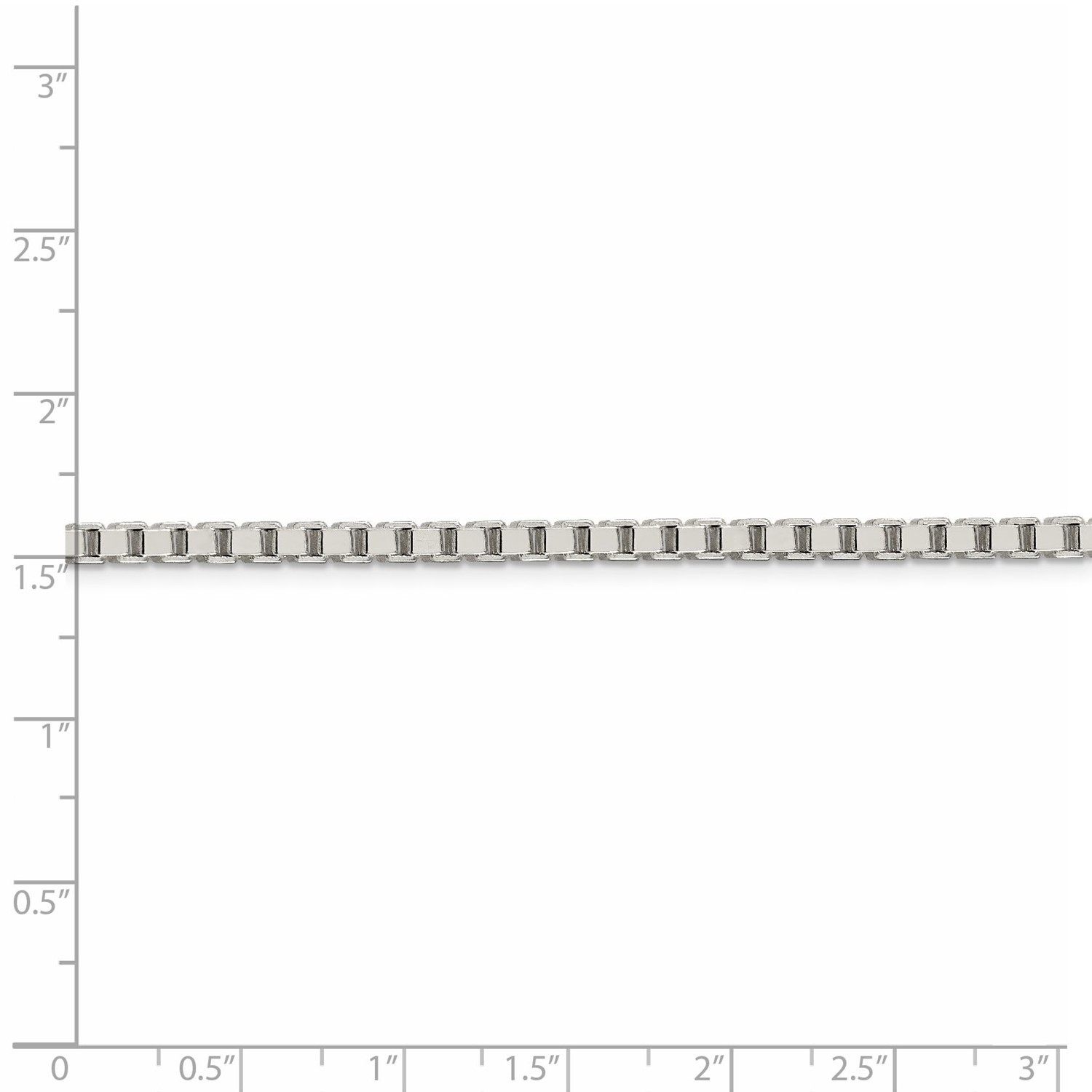 Sterling Silver Solid Polished 3.25mm Plain Box Chain w/ Lobster Clasp 16″ – 30″