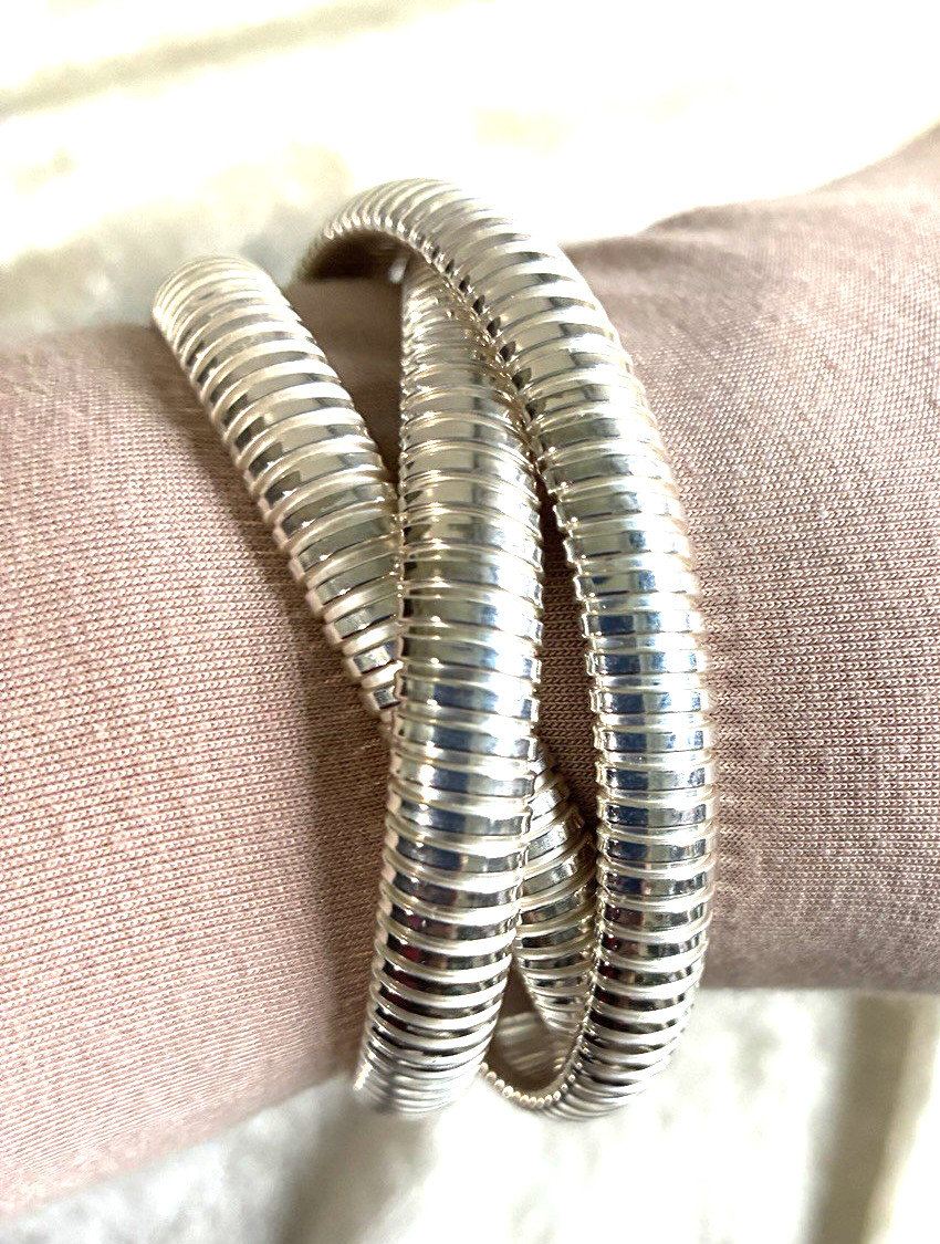 ULTRA FINE 950 SILVER 3 STRAND TUBOGAS BRACELET, STERLING, SIZE SMALL (M5050-62)