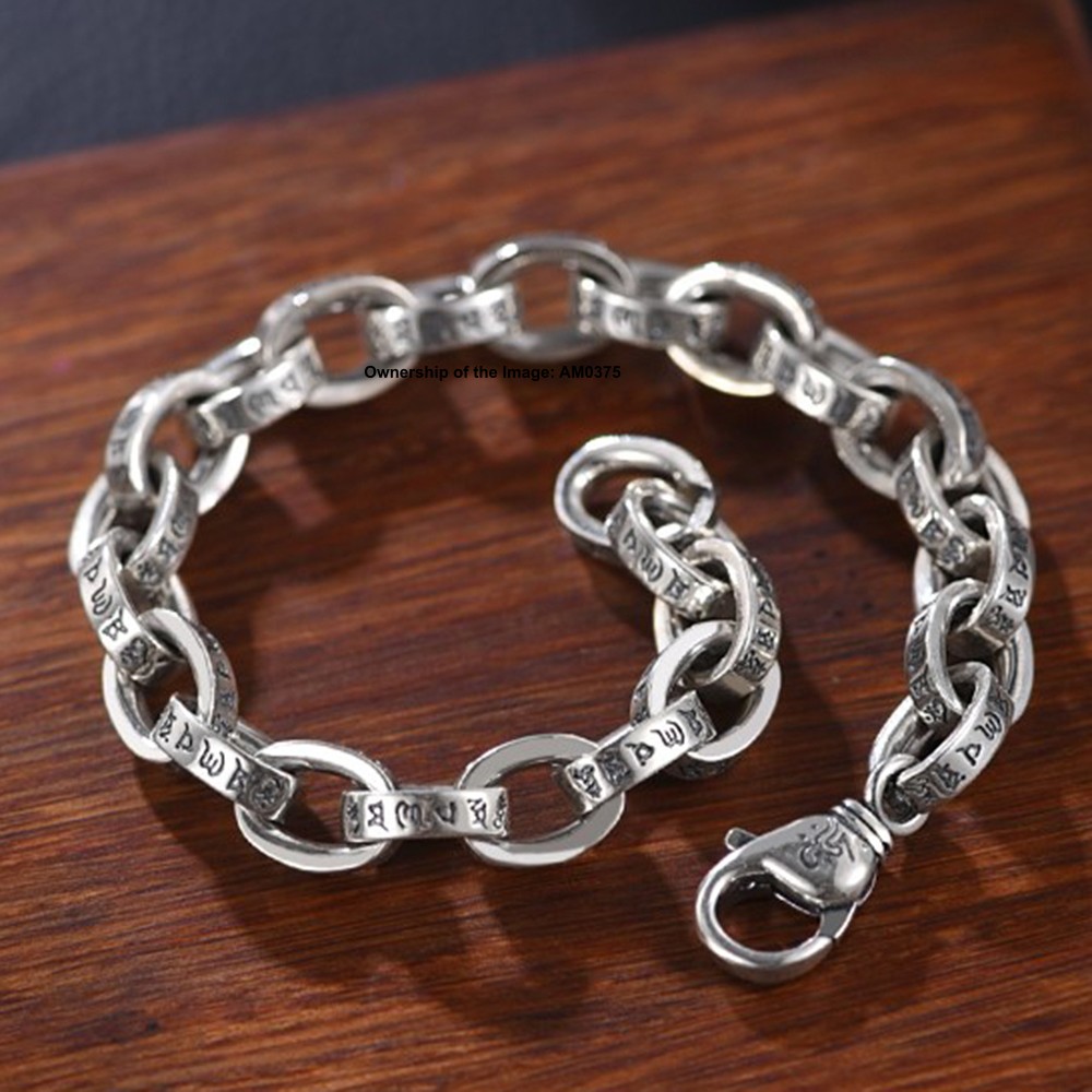 Real S925 Sterling Silver Bracelet 8mm Oval Link Bracelet Women Men 7.1-8.7inch