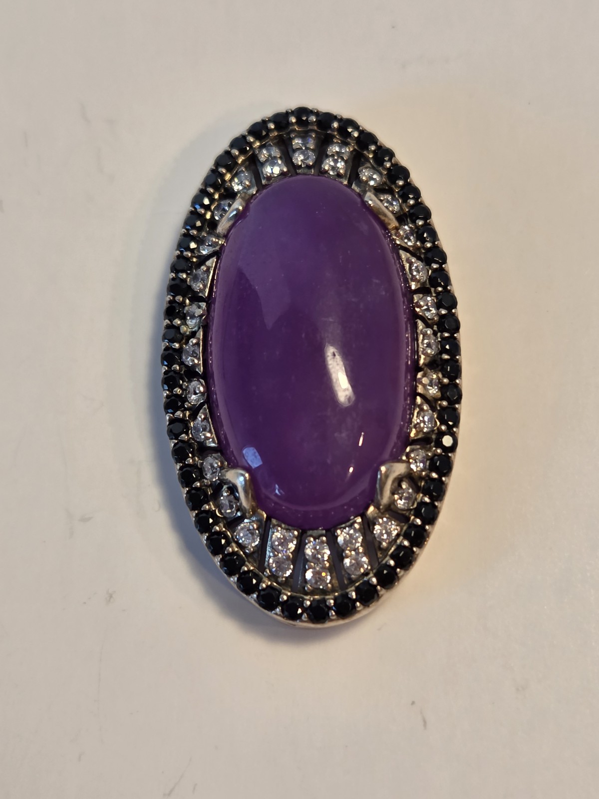 Vintage PAJ JOY 925 Sterling Silver Lavender Purple Jade Rhinestone Pendant