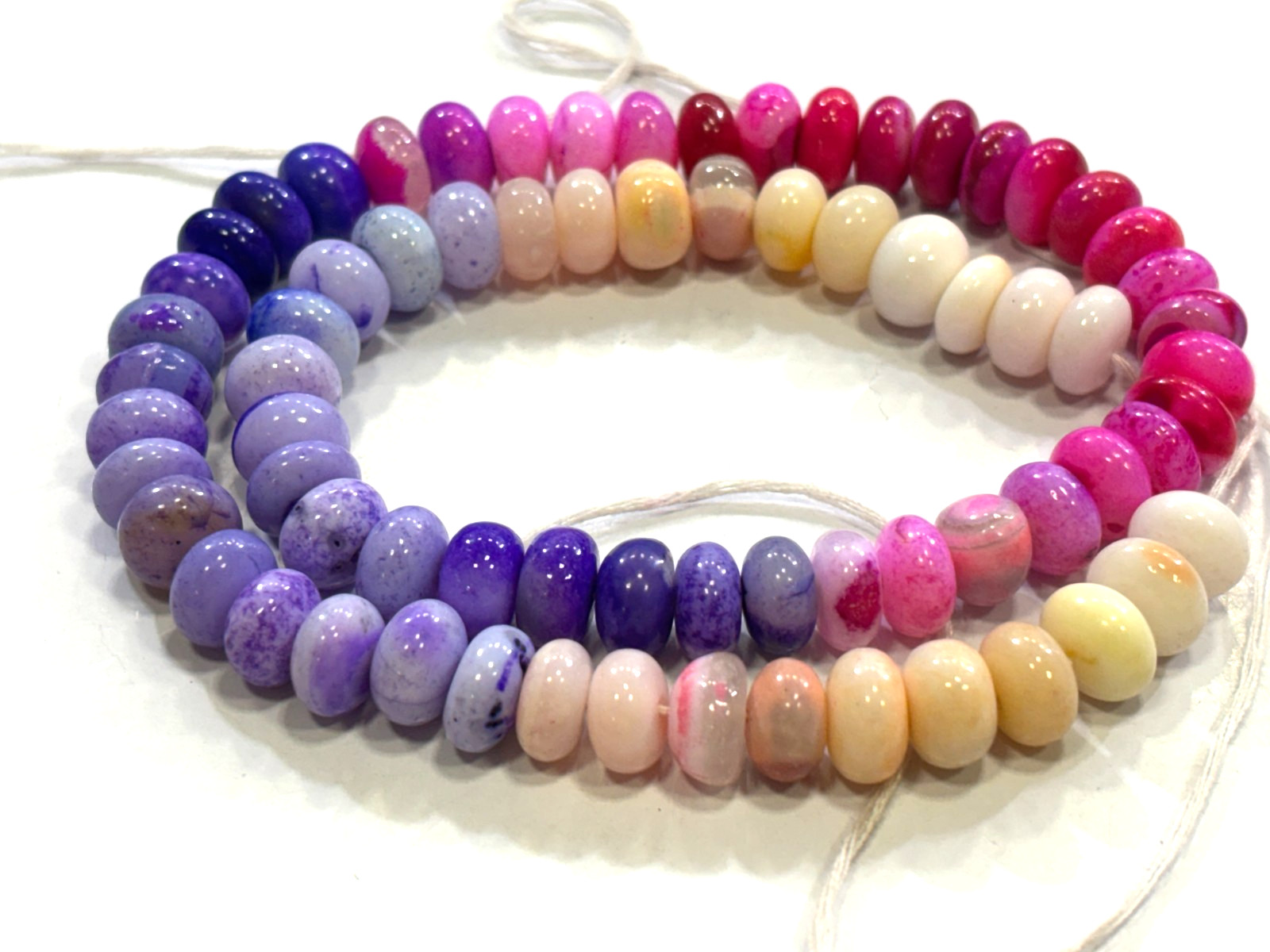 MULTI OPAL BEADS ROUNDELLE 9-10MM SMOOTH GEMSTONE 16 INCH NECKLACE