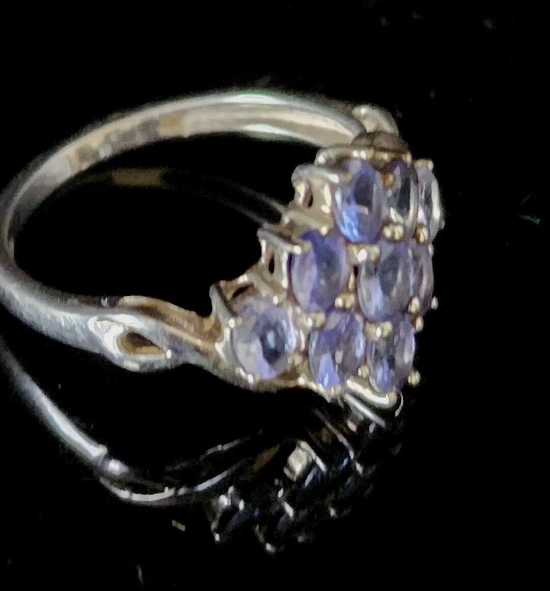 Vintage Sterling Silver Faceted Purple-Lavander Fluorite Ring Size 5.75