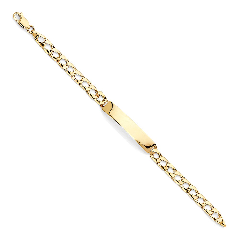 SOLID 14k Yellow Gold Light Figaro Link Baby ID Bracelet 6″ Womens 7.83g