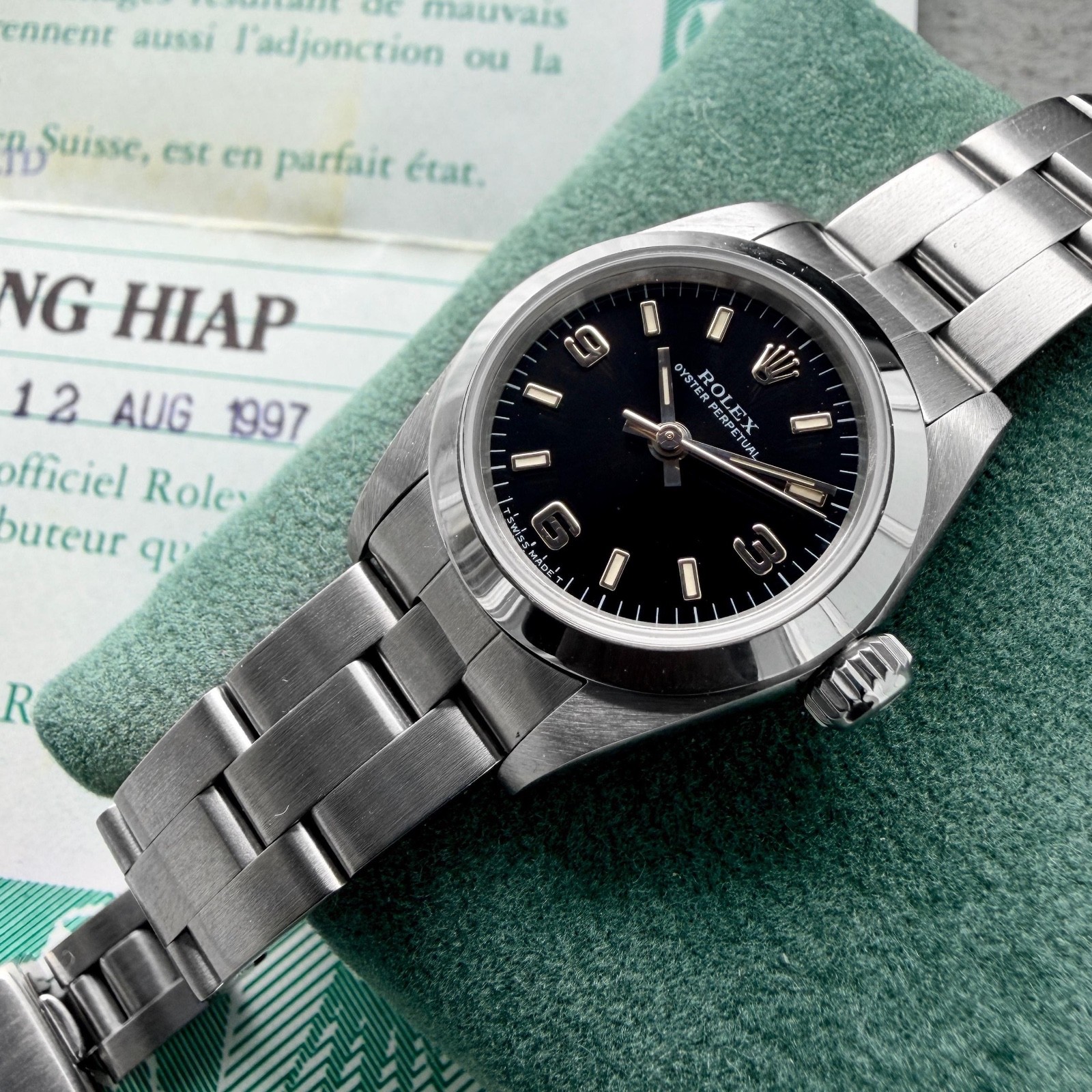 1997 Rolex Date 67180 – Box Papers – Polished and Serviced! Black Dial