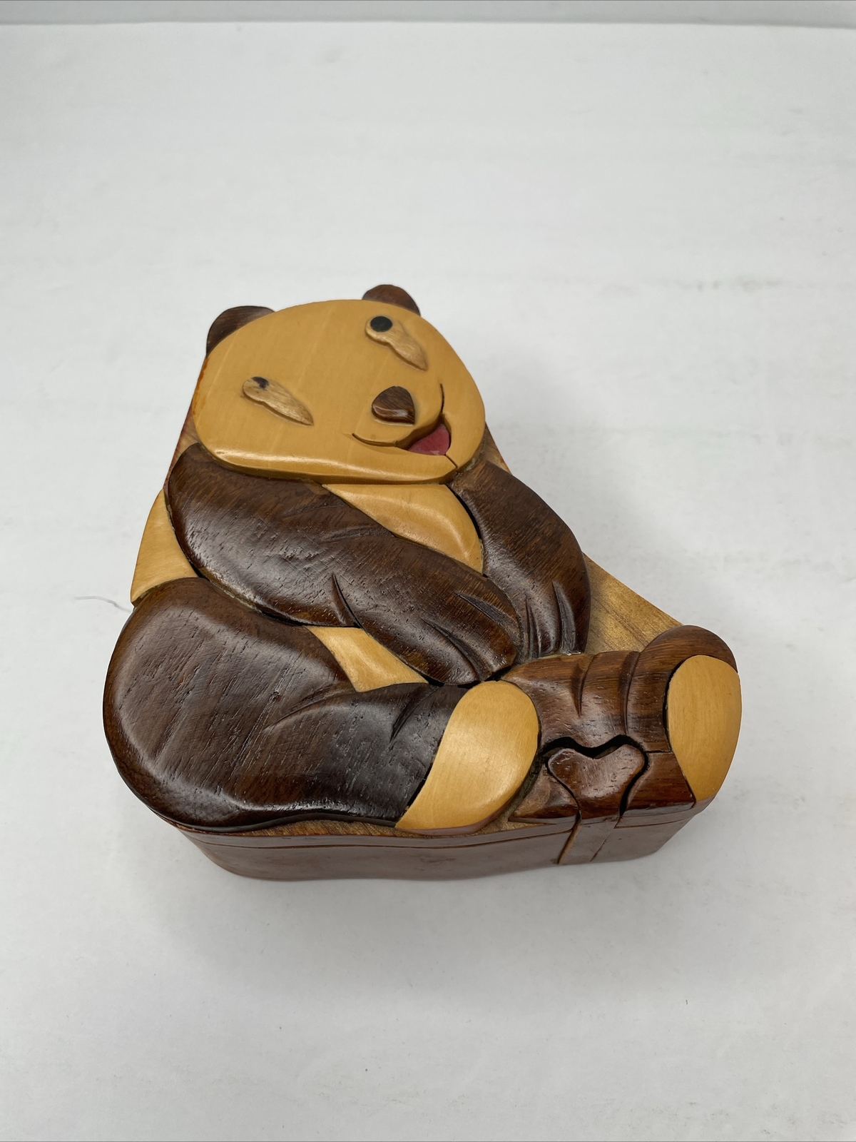 Handcrafted Wooden Animal Shape Secret Jewelry Puzzle Box – Panda A5