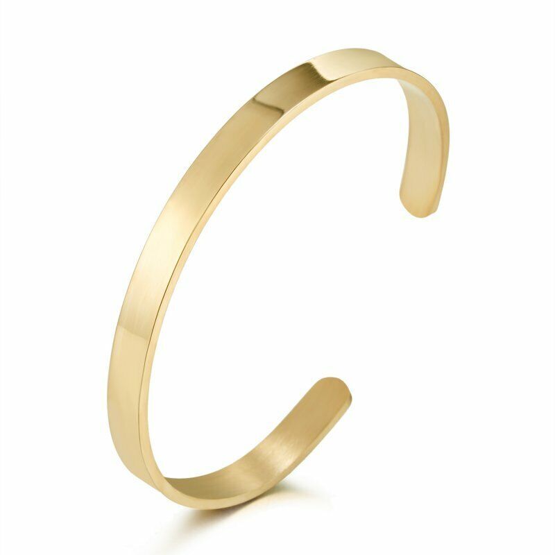 Men’s Fashion Jewelry Gold Silver Or Black Cuff Stainless Steel Bracelet