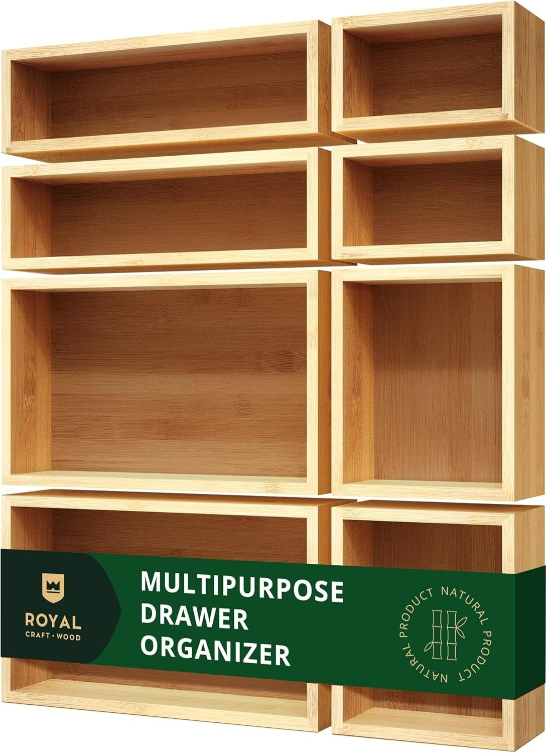 ROYAL CRAFT WOOD Bamboo Jewelry Organizer Box and Chests Set – 8 boxes