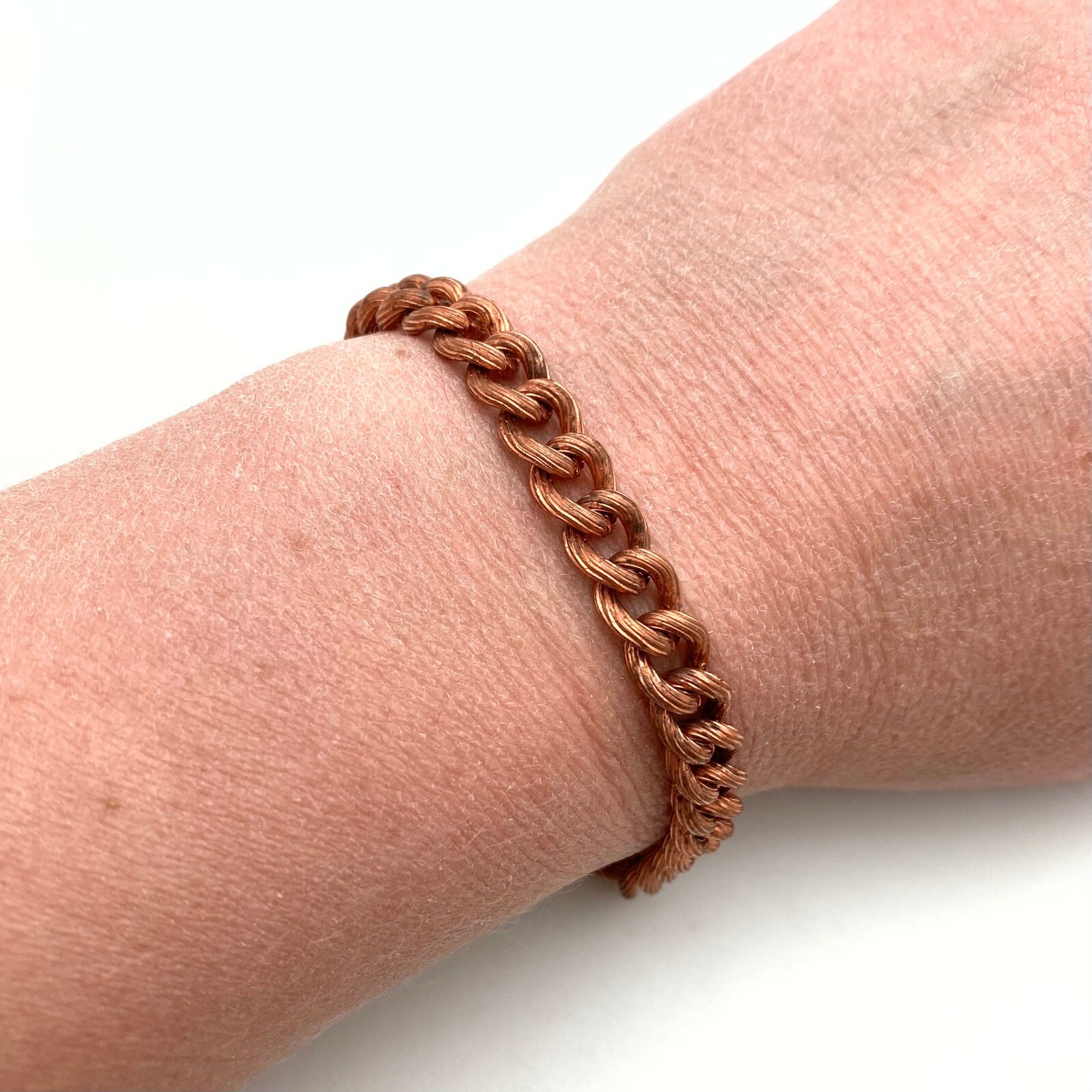 Vintage Copper Plated Curb Chain Bracelet (7 Inches) (FC41)