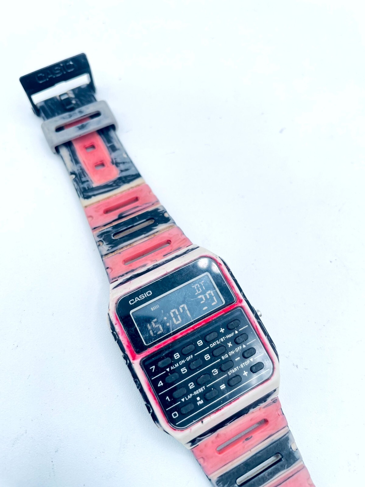 Casio CA-53W 8-Digit Calculator Watch Men’s Red & Black Straps Digital Display