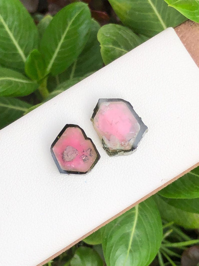 11.70Ct Premium Watermelon Tourmaline Slice Pair 2pc Afghanistan Loose Gem