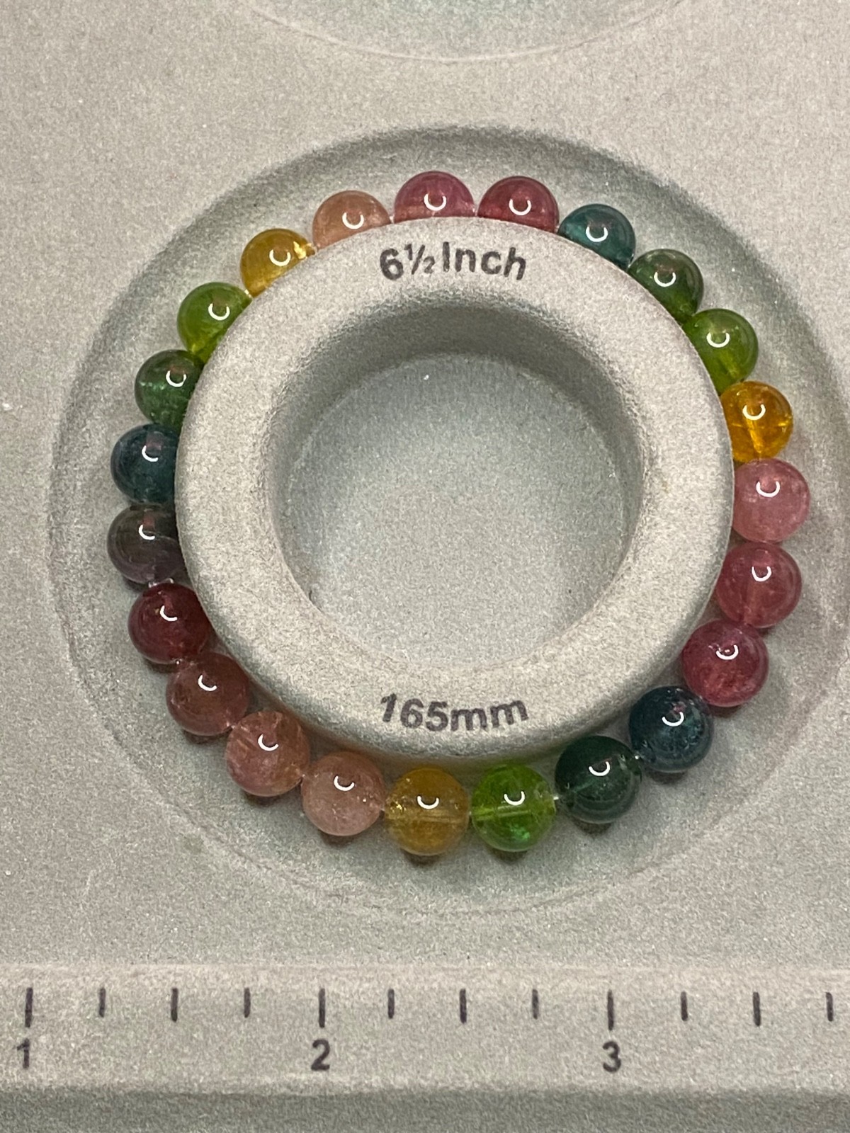 Certified Natural Multicolor Tourmaline Bracelet 8.4mm Rainbow Gemstone 6.5″