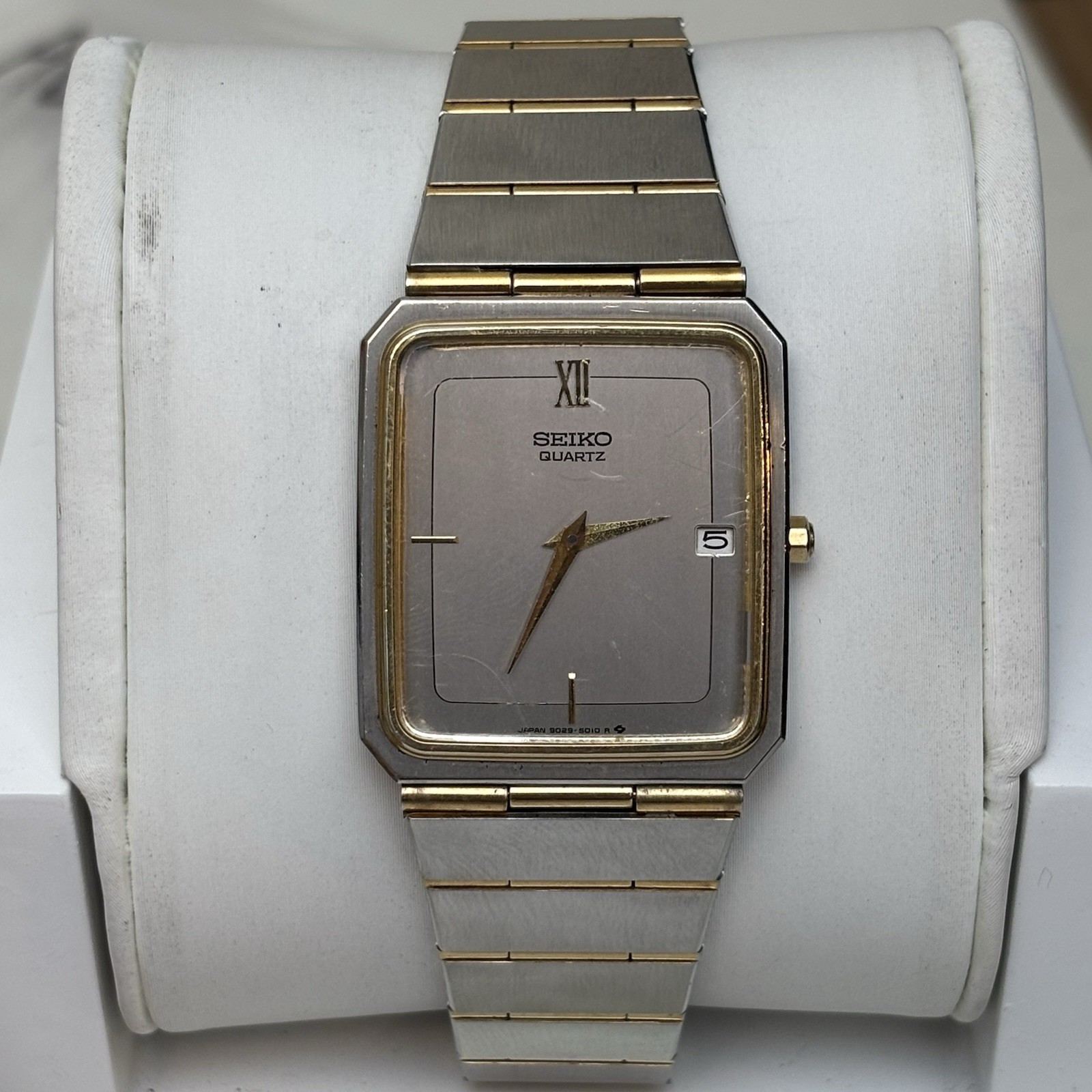 Neo Vintgage Seiko 9029-5009 Two Tone Analog Quartz Watch Thin 28mm 6.75”