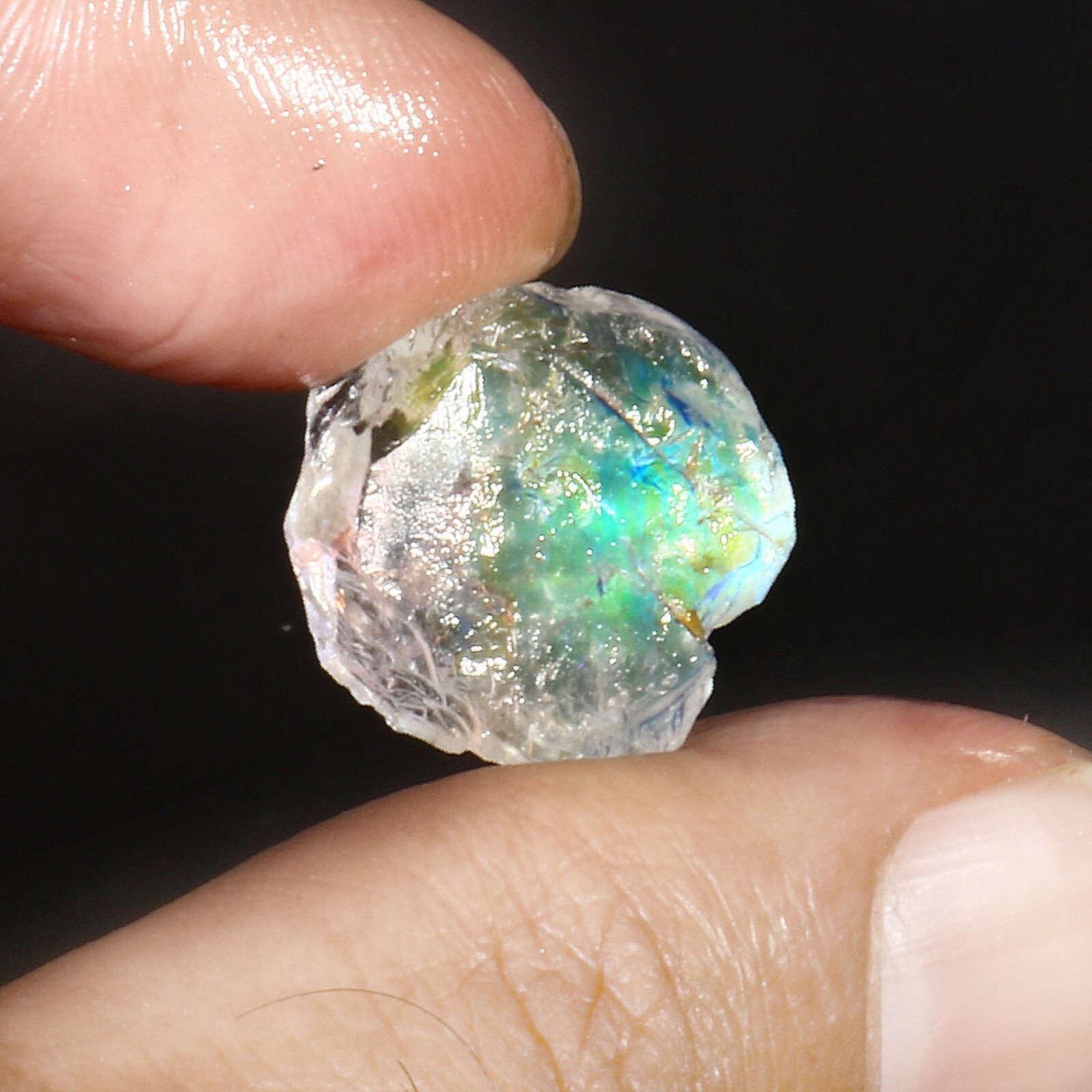 Top Grade Natural Madagascar Rainbow Moonstone Play Of Color Multi Fire M92