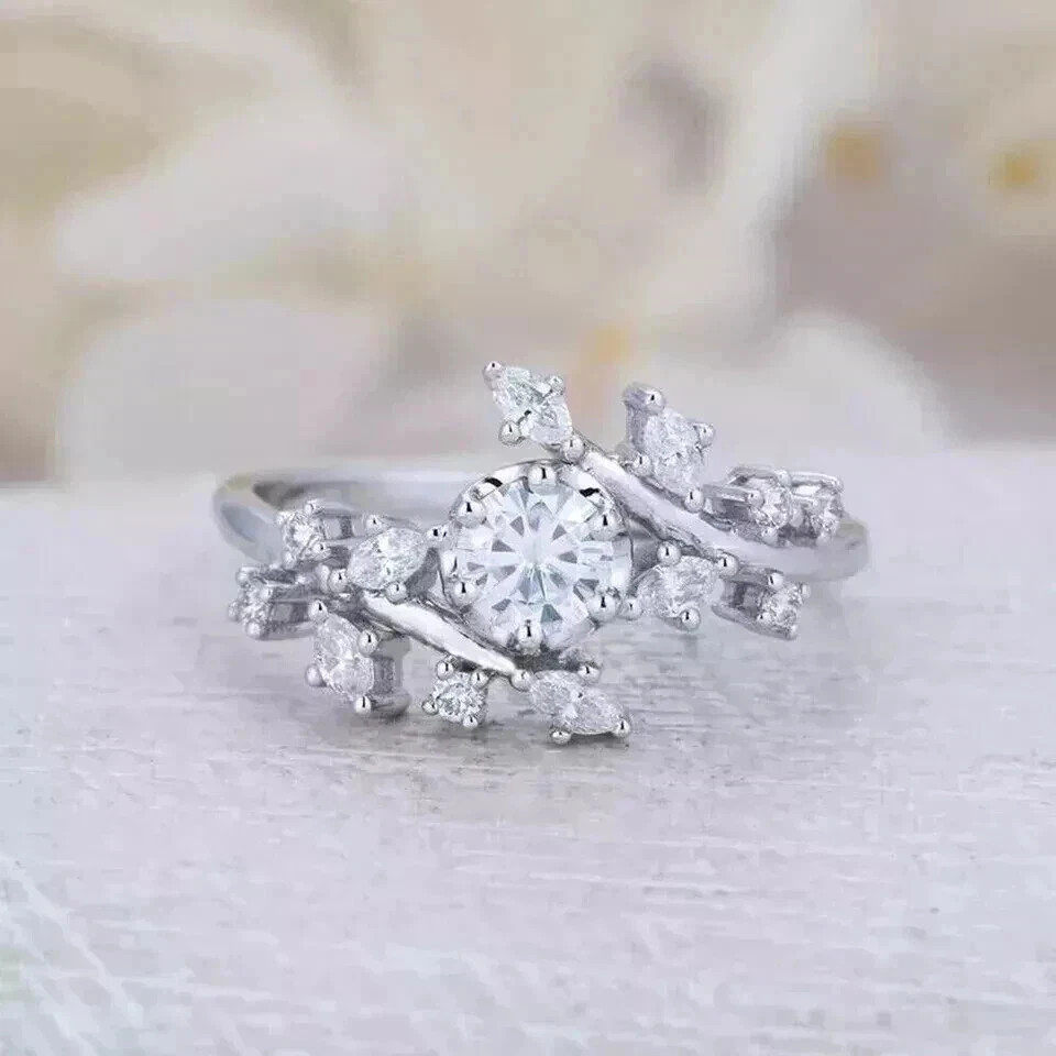 2Ct Round Cut Lab Created Diamond Women’s Engagement Ring 14K White Gold Plated