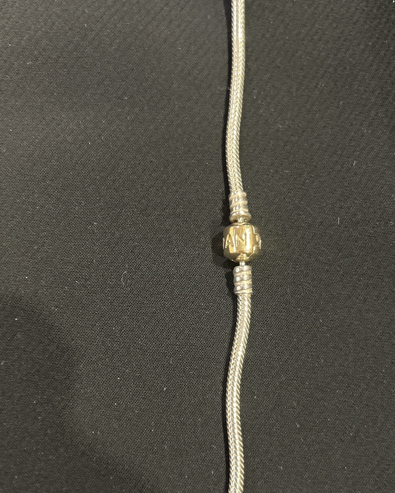 PANDORA necklace 925 silver/ 585 14k gold Two Tone Snake Chain 14k Gold 46cm.
