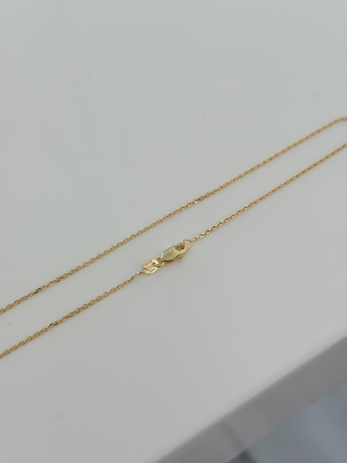 14k Solid Gold Cable Link Chain 1.2mm, Boston Link 16″ 18″ 20″ Necklace Lobster