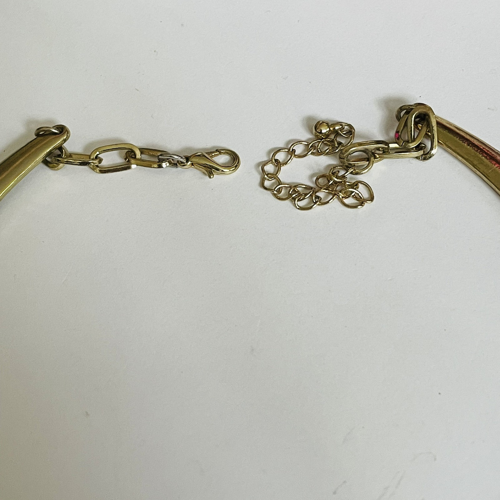 Vtg Black Gold Necklace Enamelled Metal Choker Collar Bib 16 – 18 In Retro 90s