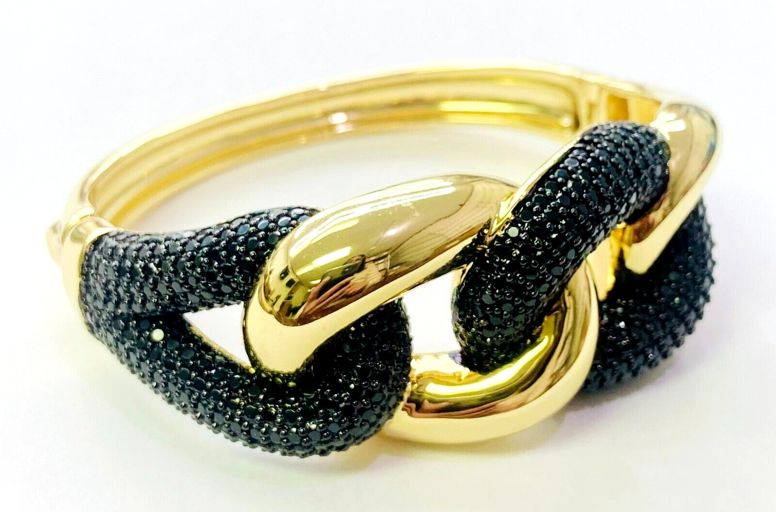HSN Bellezza Jewelry Collection Bronze Black Spinel Interlock Bangle Bracelet