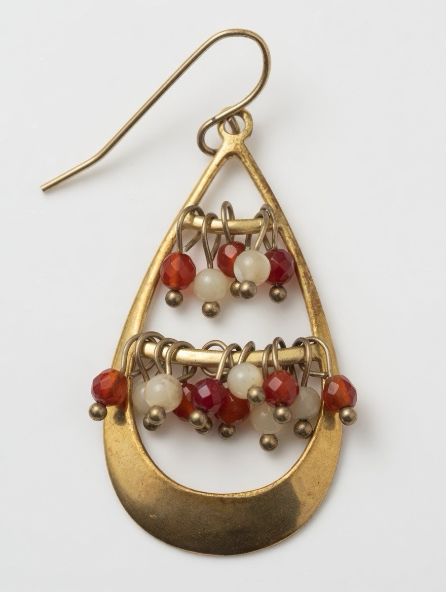vintage gold-tone teardrop dangle earring mid-20th century (1950s–1970s style).