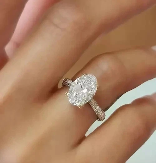 Lab Grown Diamond Wedding Ring 2.70 Ct 14k Yellow Gold Oval cut IGI E F VVS CVD