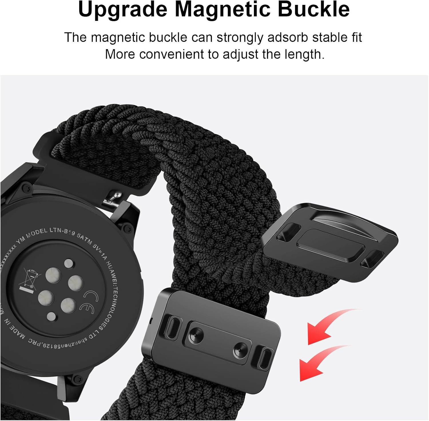 Magnetic Braided Strap for Amazfit Bip 6 / Bip 5 Watch Band, Amazfit GTR 4 Bands