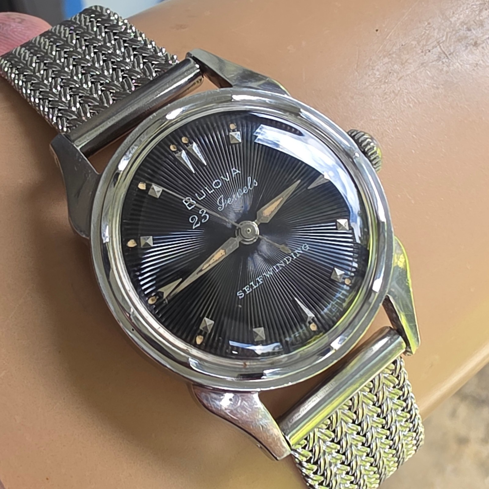 Vintage Bulova 23 “A” Men’s automatic watch sunburst dial 10BPAC USA 1950s