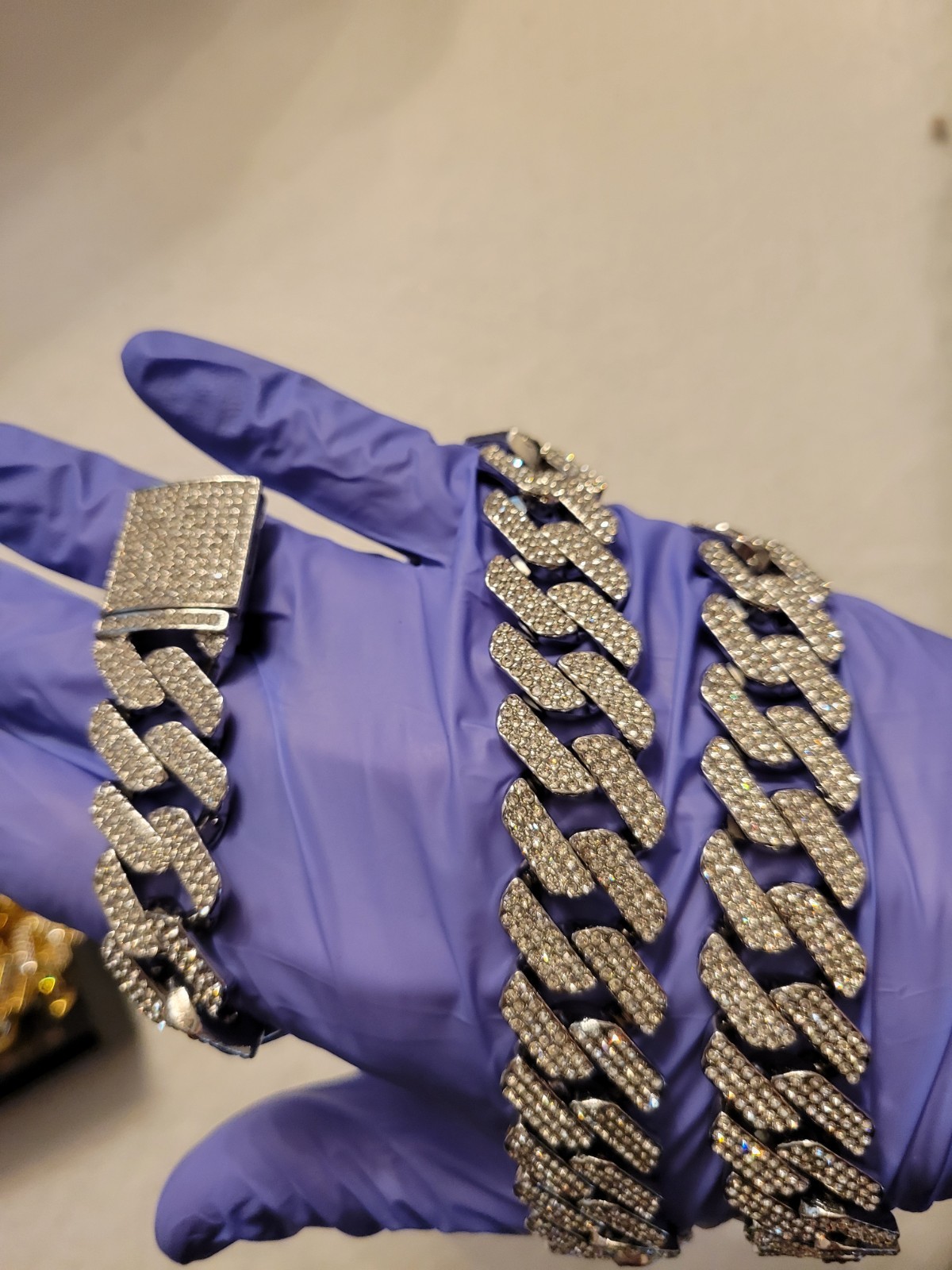 Cuban Link Chain Necklace Iced MOISSANITE Out 925 Silver Plated, 24 Inch , 20mm