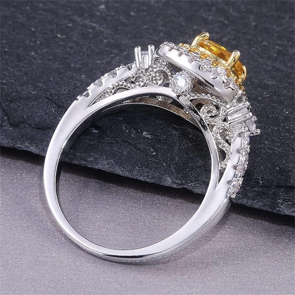 Gorgeous Valentine Gifts Ring 2 Ct Yellow Simulated Diamond Ring Silver Plated