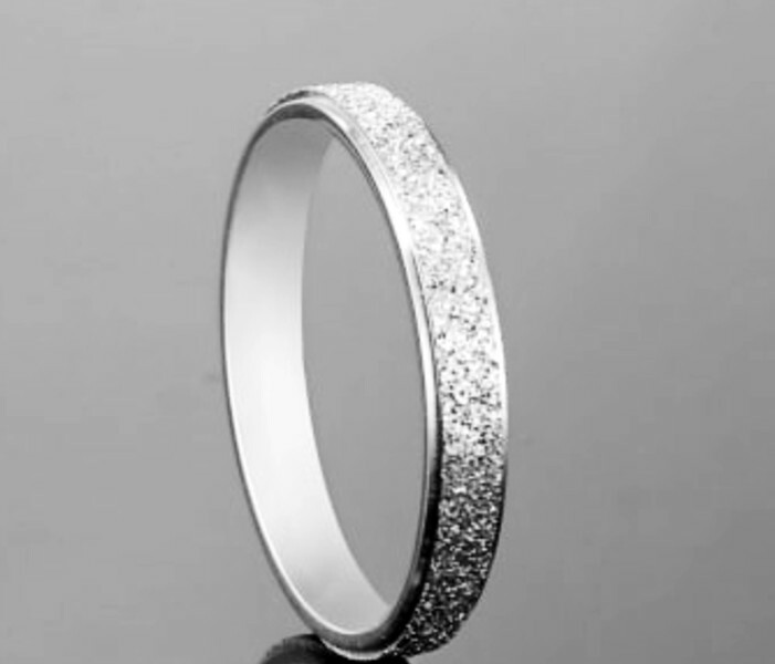 Silver Ring Sandblasted Titanium Steel Minimalist Ring Band 2MM
