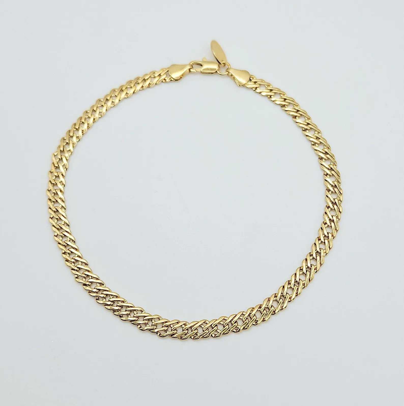 Gold 5mm Double Link Bracelet or Anklet, 14k Heavy PLated
