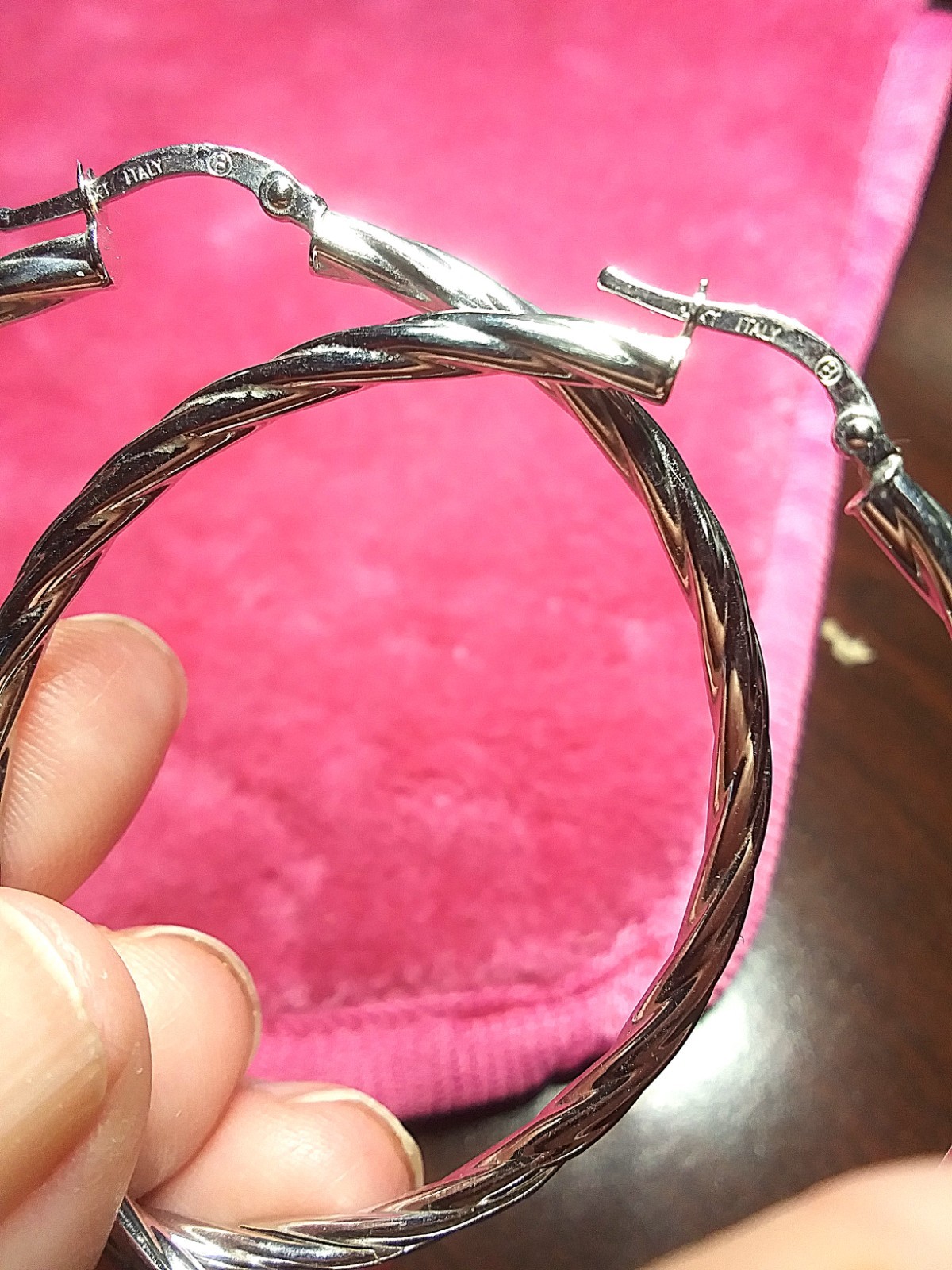 Italian 14k White Gold 2.25″ 57mm Large Twisted Round Hoop Spiral Earrings Shiny