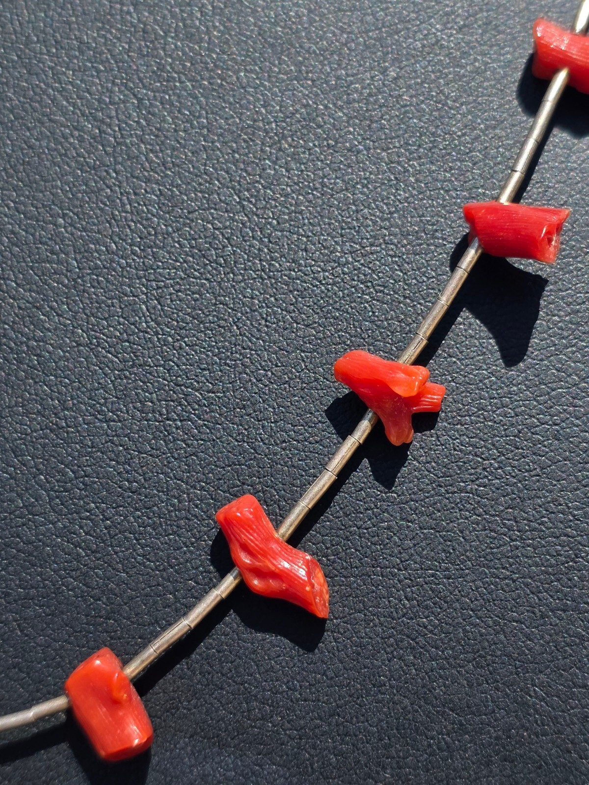 VTG Native American / Southwest Liquid Sterling Silver Red Branch Coral Necklace