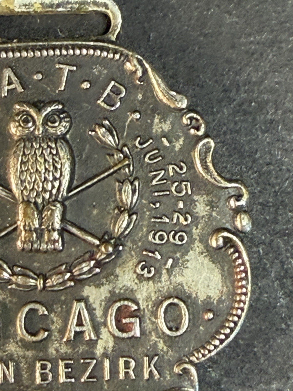 1913 National Gymnastics Bundes -Turnfest N.A.T.B. Festival Chicago Watch Fob